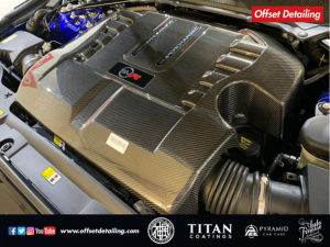 Clean engine bay during this New Car Detail on a Range Rover SVR at a car detailer in Essex