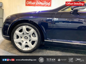 An exterior shot of this bentley GTC Convertible completed with our two stage machine polish and ceramic coating protection detail