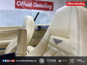 An interior view of this bentley GTC Convertible completed with our two stage machine polish and ceramic coating protection detail